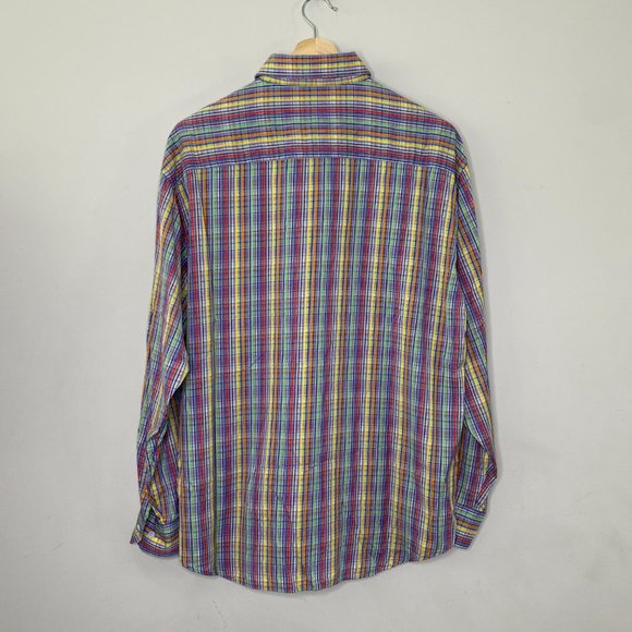 Bugatchi Uomo Colorful Long Sleeve Striped Button-Up Shirt Cotton Large I-913 - Picture 2 of 9